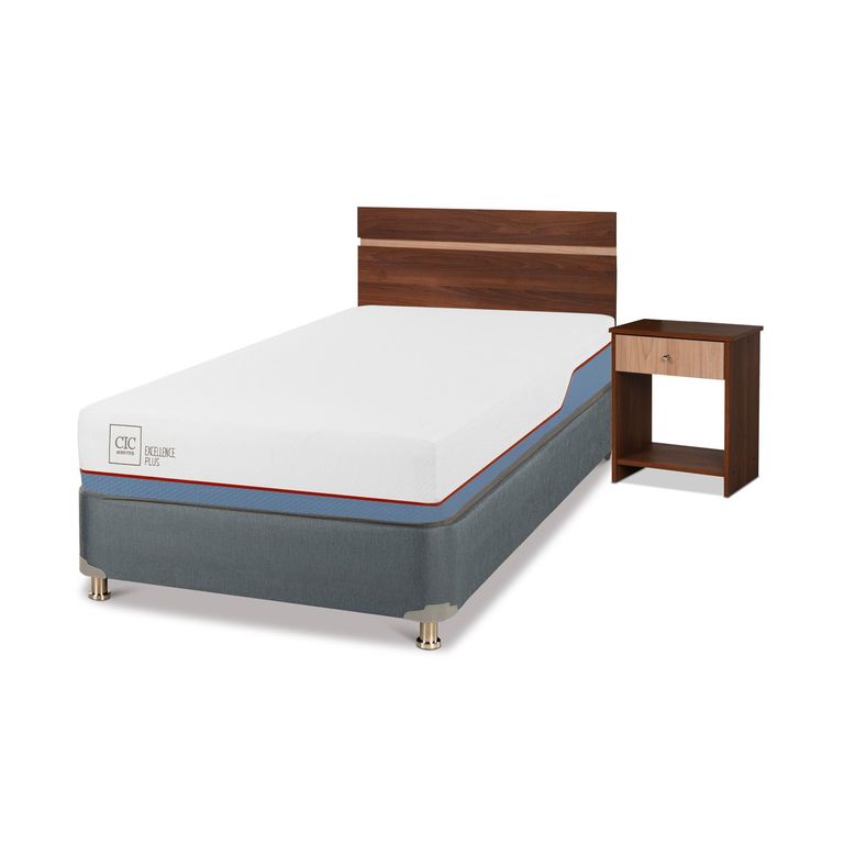 Cama Americana Excellence Plus 1.5 Plazas x 2.00 mt + Respaldo + 1 Velador