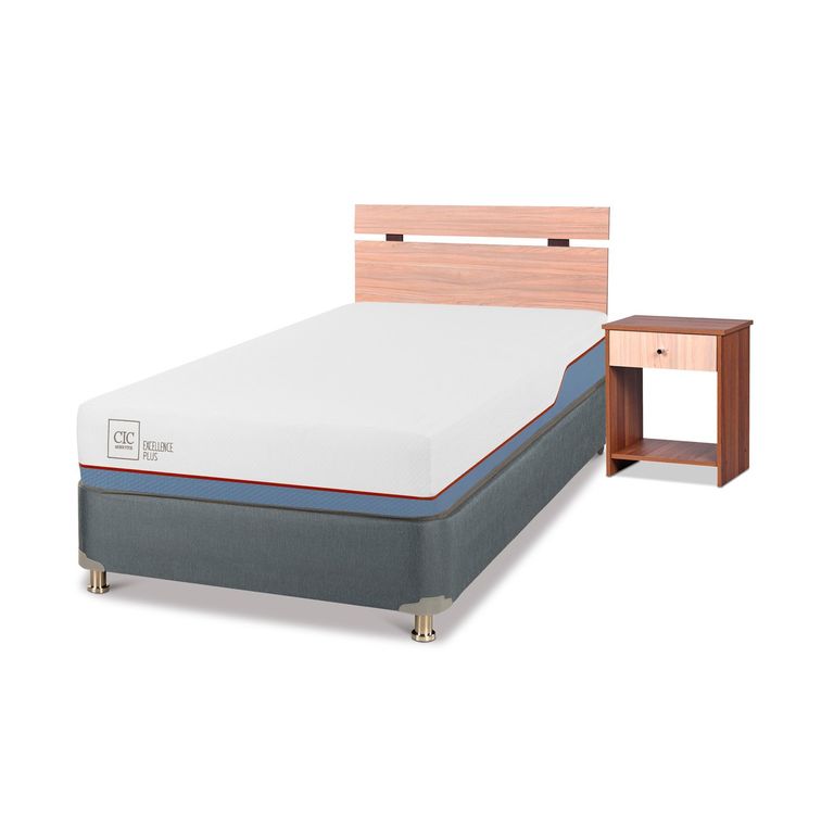 CIC Cama Americana Excellence Plus 1.5 Plazas x 2.00 mt + Respaldo + 1 Velador