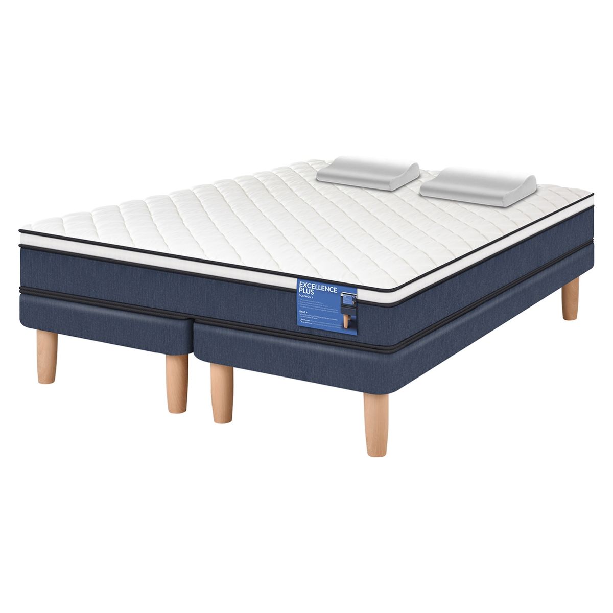 CIC - Cama Europea Excellence Plus 2 Plazas + Almohadas Cic