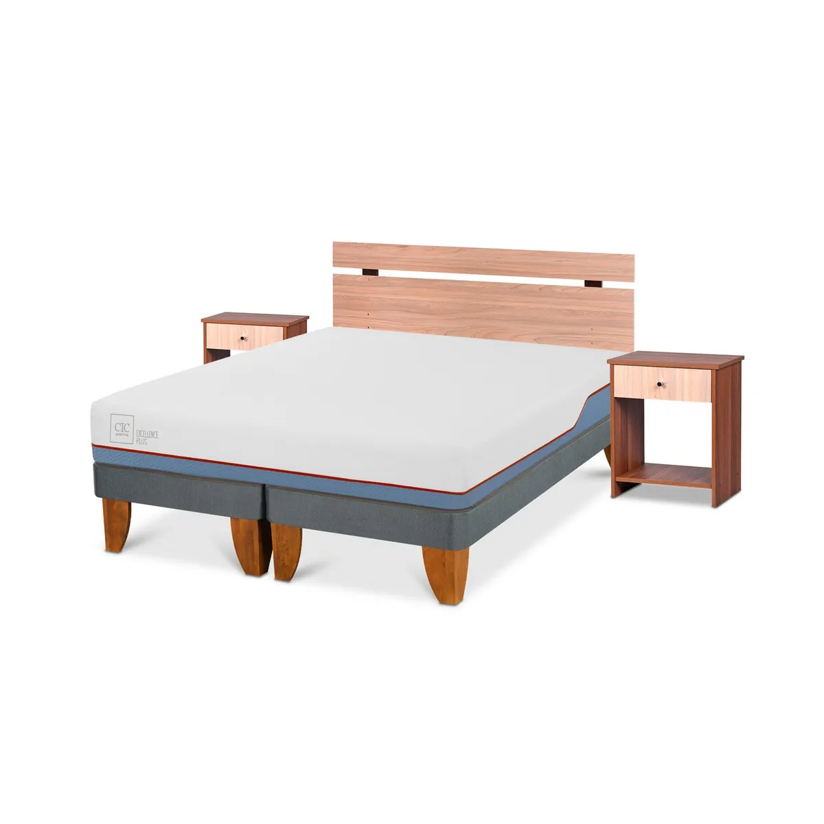 CIC - Cama Europea Plus 2 Plazas + Muebles Olmo Cic