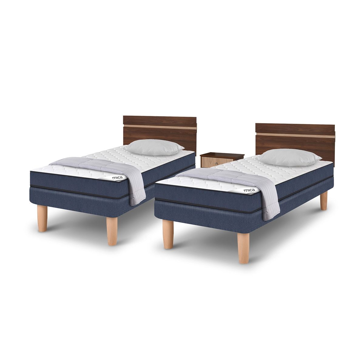CIC - Duplex Cama Europea Blue 1 Plaza Base Normal 90x200 cm + Muebles + Textil Cic
