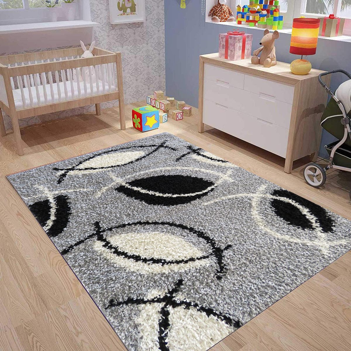 IDETEX - Alfombra Shaggy Infantil Ball Gris