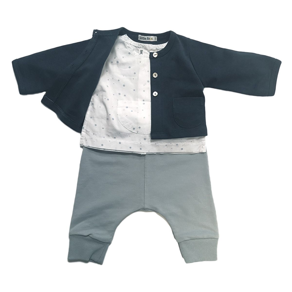 LITTLE FOOT - Set Blusa + Chaleco + Pantalón Bebé Niña Little Foot