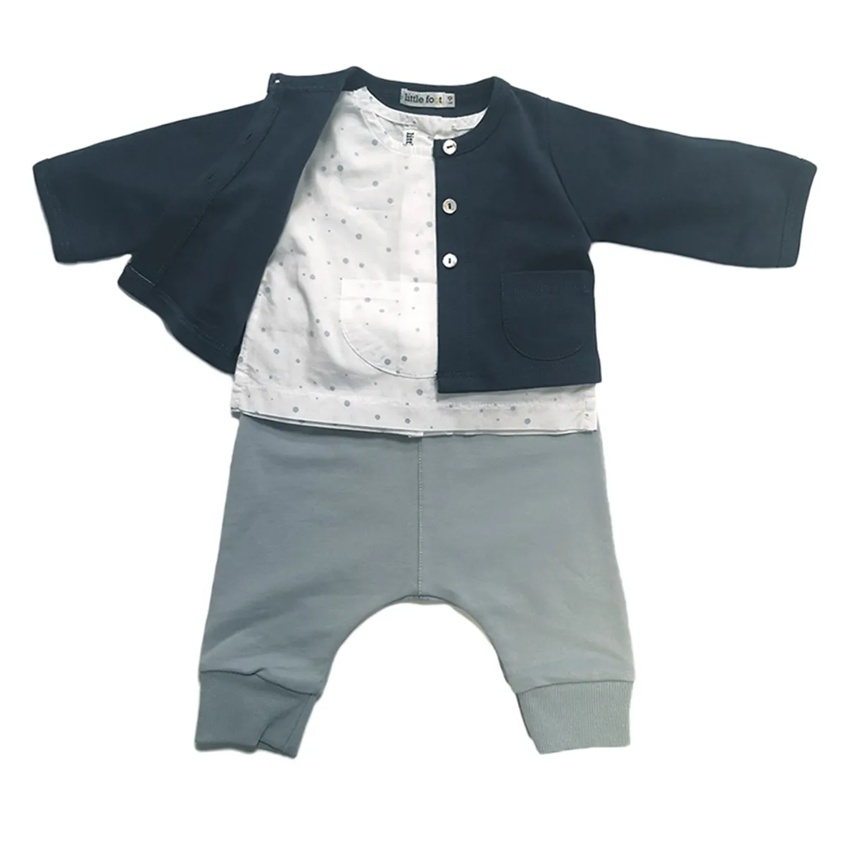 LITTLE FOOT - Set Blusa + Chaleco + Pantalón Bebé Niña Little Foot