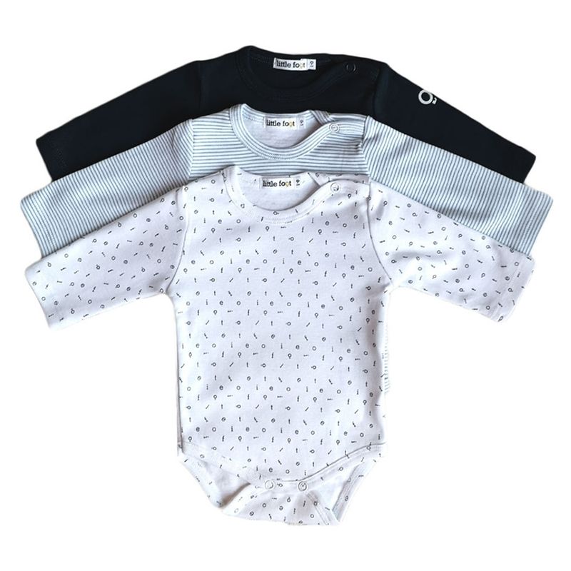 LITTLE FOOT - Set De 3 Body Celeste Y Azul Unisex Bebé Little Foot