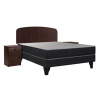 Cama Europea Apolo Black 2 Plazas + Respaldo+ 2 Veladores
