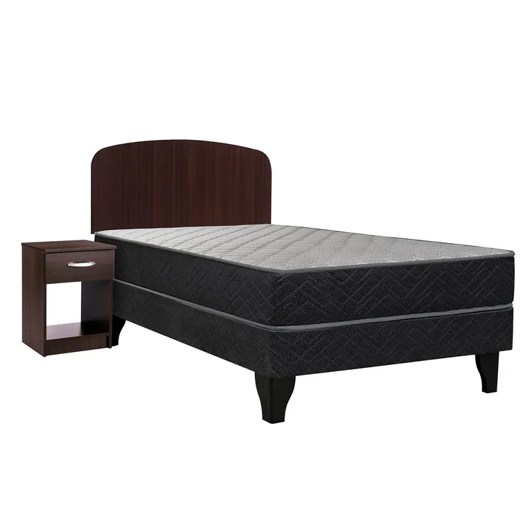 CELTA Cama Europea Apolo Black 1,5 Plazas + Respaldo + Velador