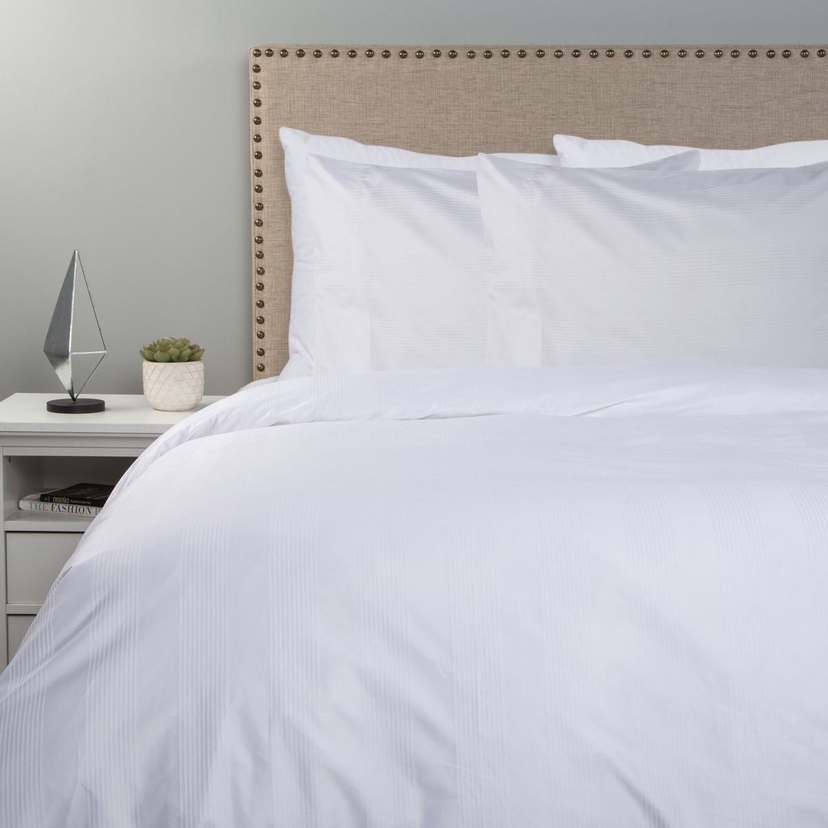 ROYAL SUPREME - Funda Duvet 500 Hilos Dobby Lines Whit Super King Royal Supreme