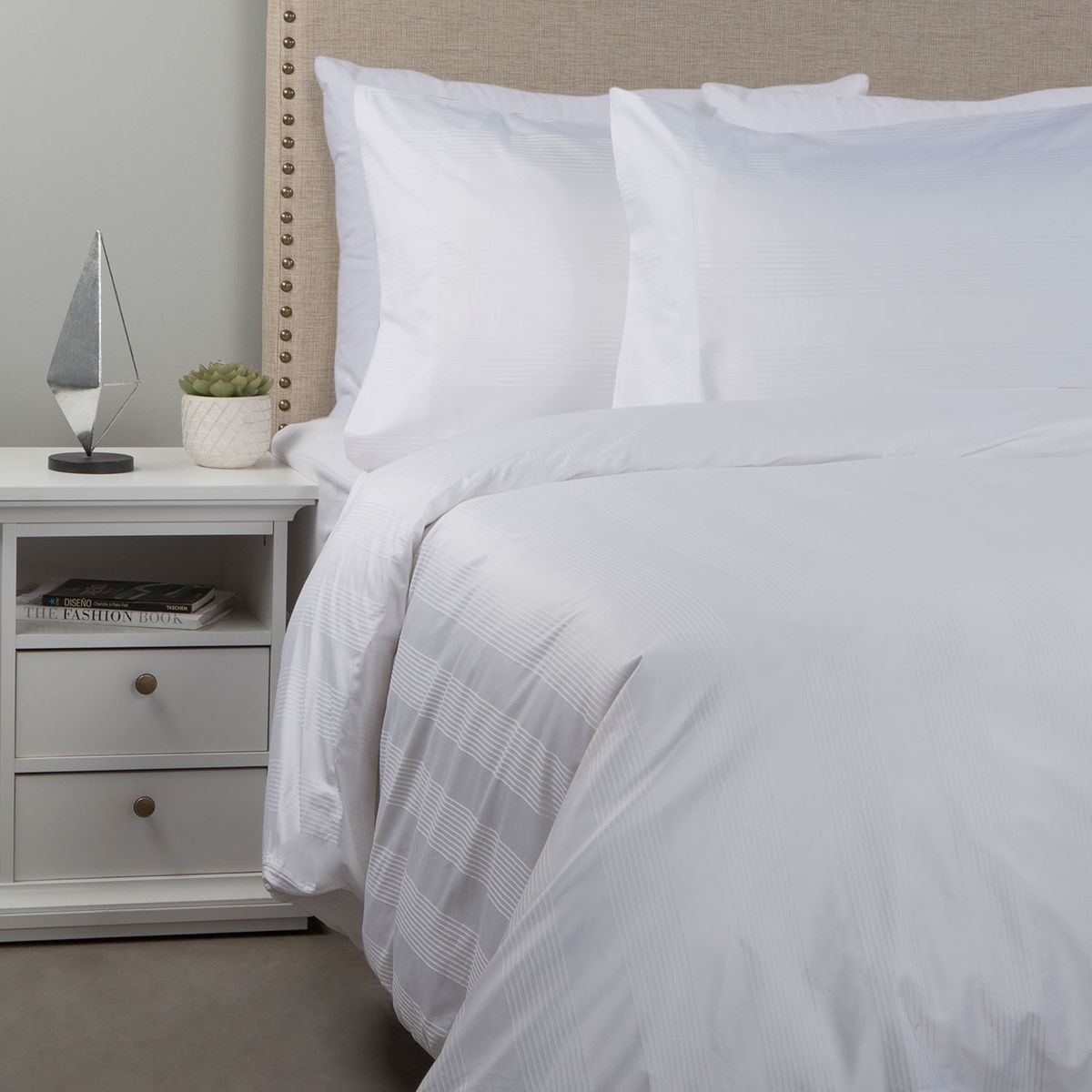 ROYAL SUPREME - Funda Duvet 500 Hilos Dobby Lines Whit Super King Royal Supreme