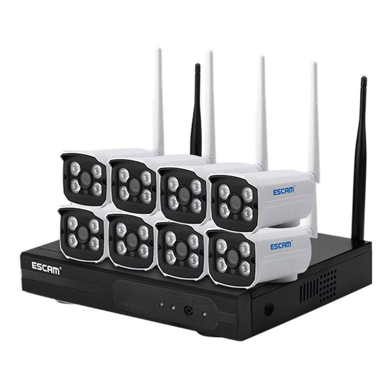 ESCAM - Kit NVR Sistema 8 Cámaras de seguridad Wifi WNK803
