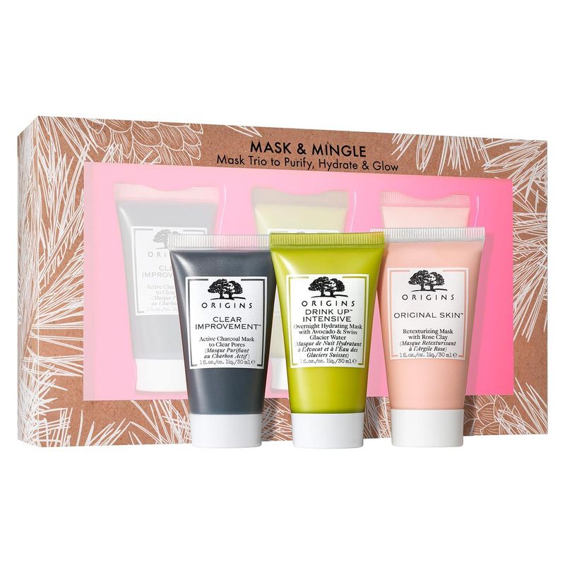 ORIGINS - Set de Mascarillas Carbón/Palta/Arcilla Rosa 30 ml (c/u)