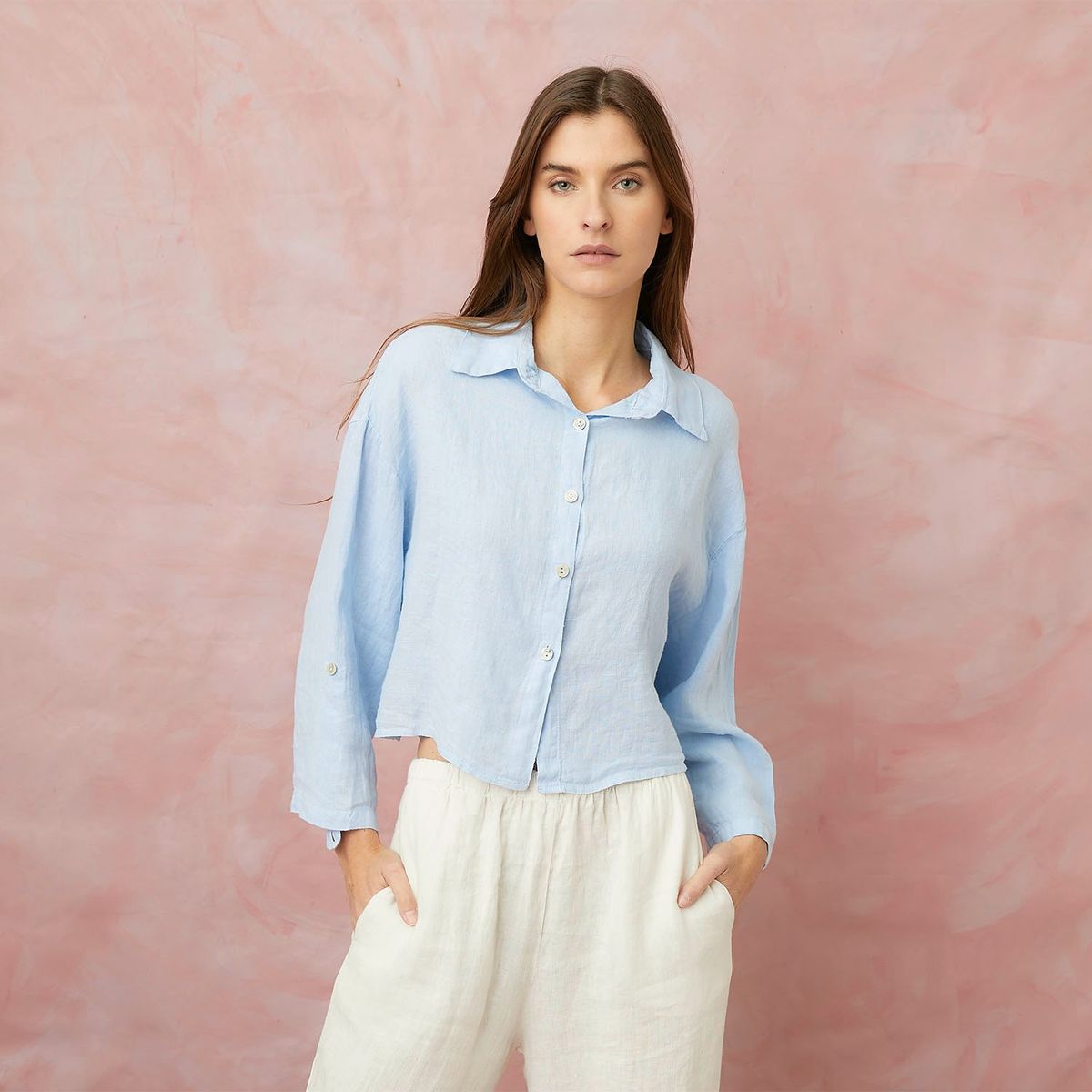 BASEMENT - Blusa Cropped Lino Italia Mujer Basement