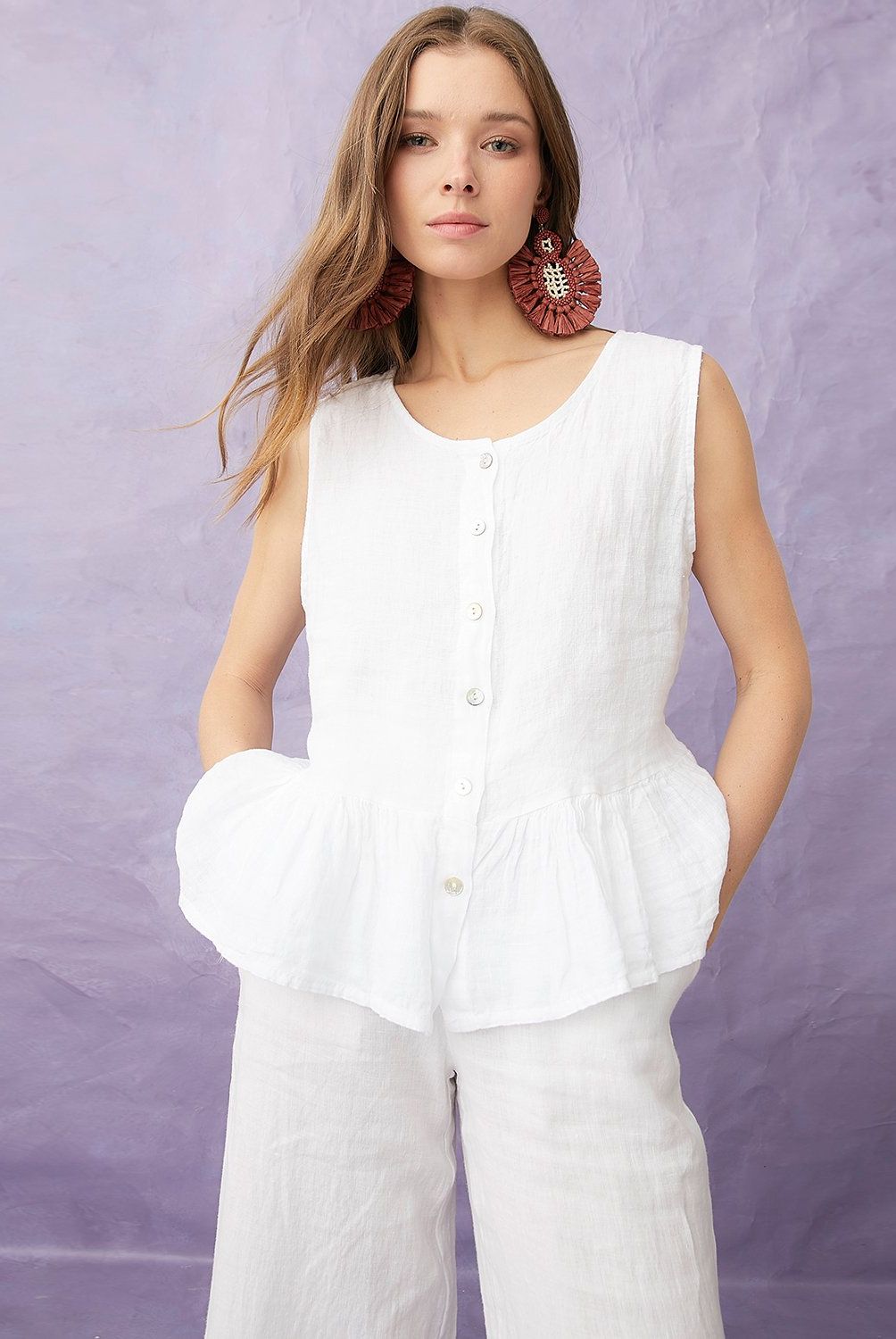 BASEMENT - Blusa Sin Mangas Lino Italia Mujer Basement