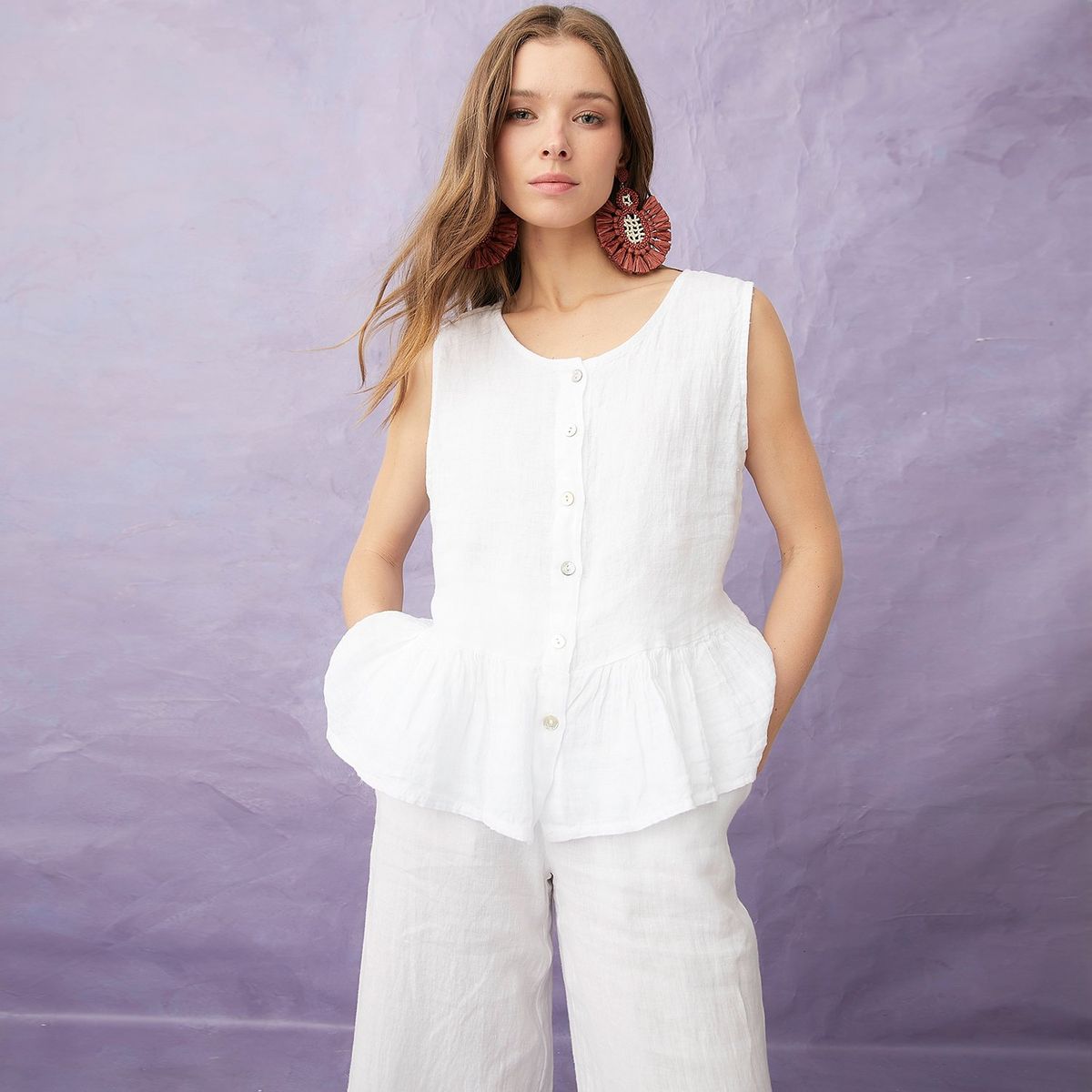 BASEMENT - Blusa Sin Mangas Lino Italia Mujer Basement