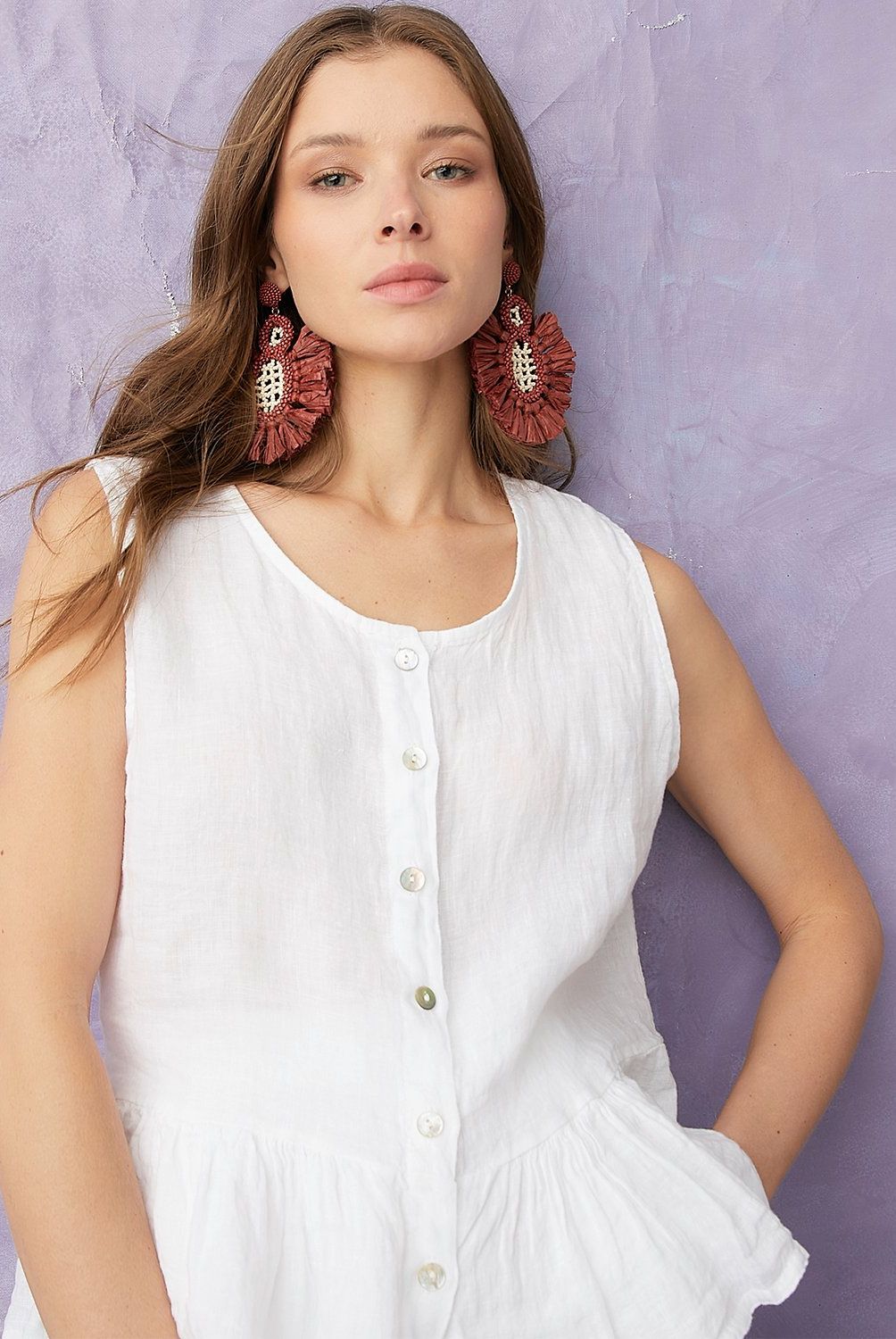 BASEMENT - Blusa Sin Mangas Lino Italia Mujer Basement