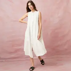 BASEMENT - Vestido Largo Lino Italia Mujer