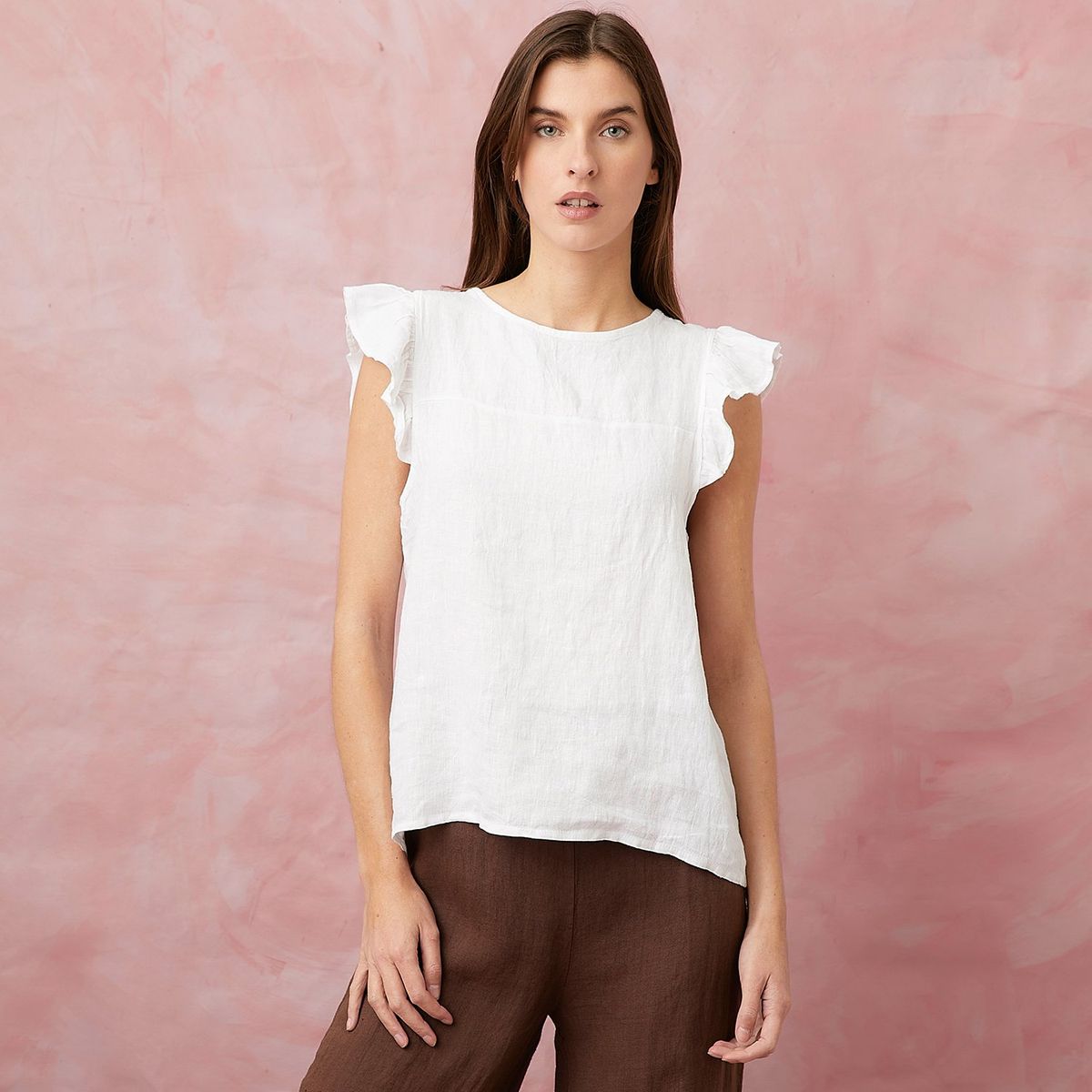 BASEMENT - Blusa Manga Corta Lino Italia Mujer Basement
