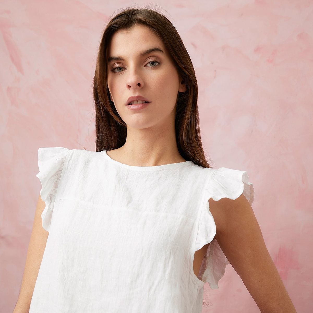 BASEMENT - Blusa Manga Corta Lino Italia Mujer Basement