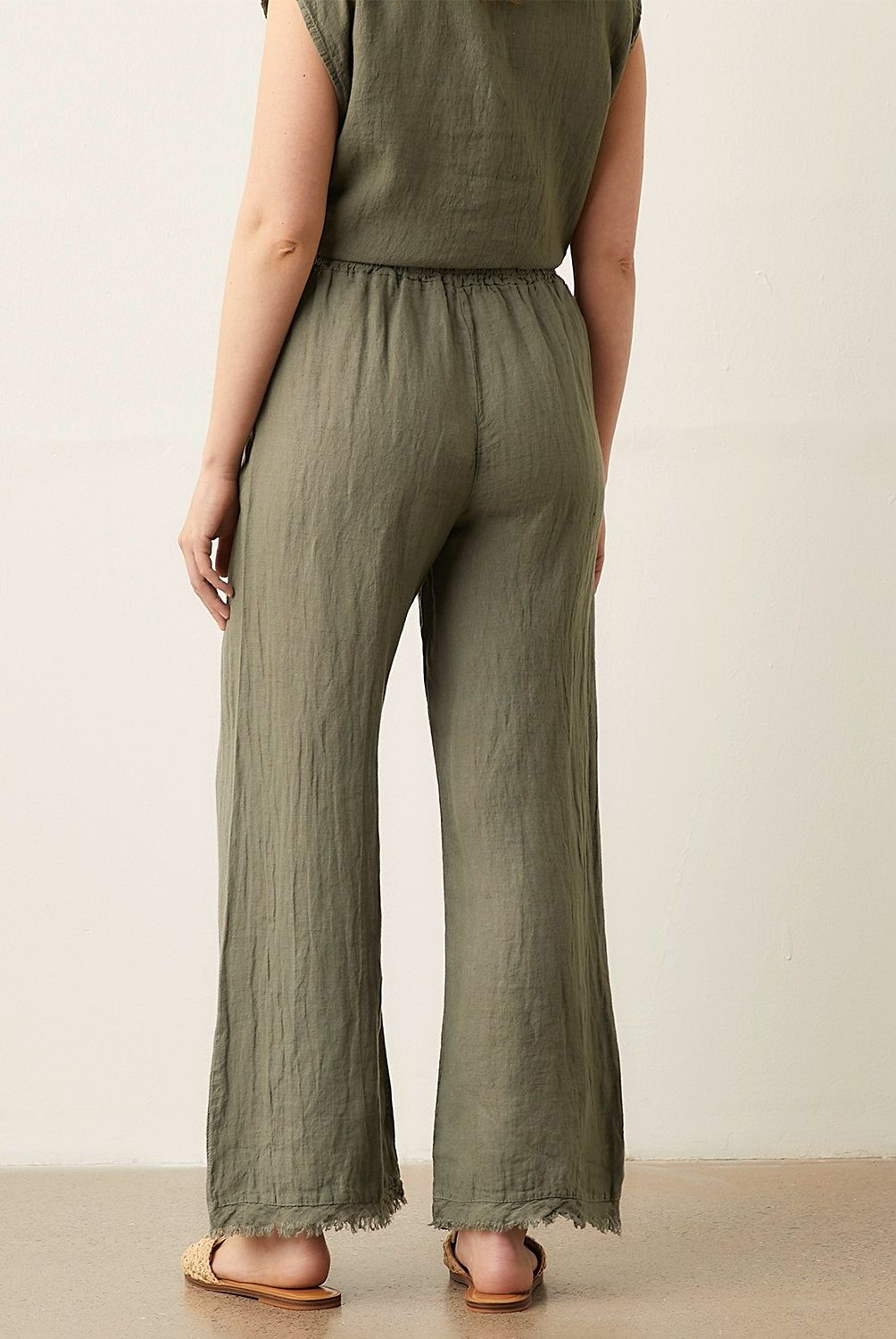 APOLOGY - Pantalón Regular Tiro Alto Lino Italia Mujer Apology