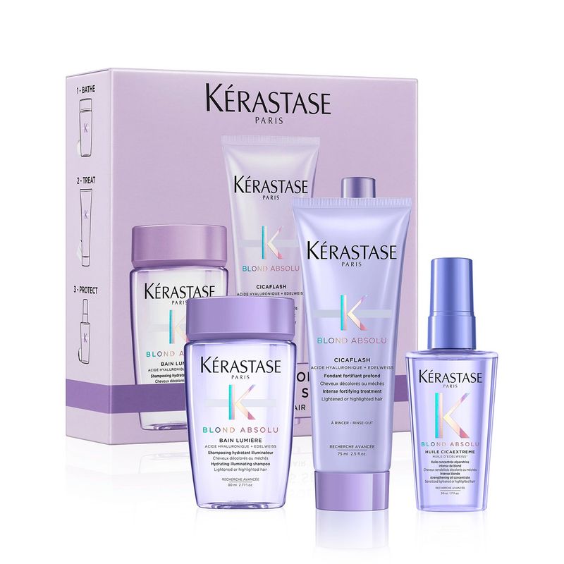 KERASTASE - Set  Cabello Rubio Blond Absolu Shampoo 80ml + Acondicionador 75ml + Aceite 50ml Kérastase