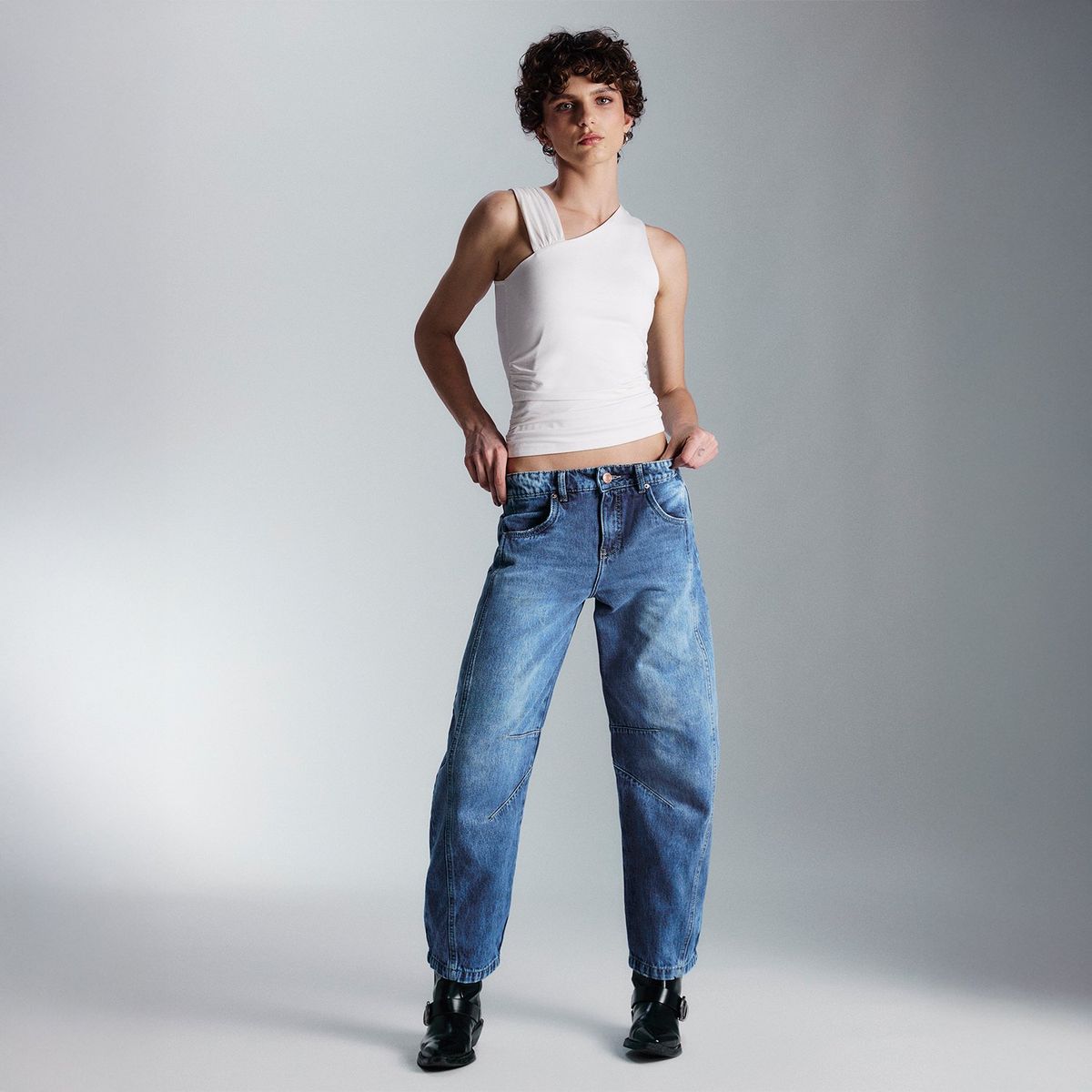 AMERICANINO - Jeans Americanino Baggy Tiro Alto Mujer 100% Algodón