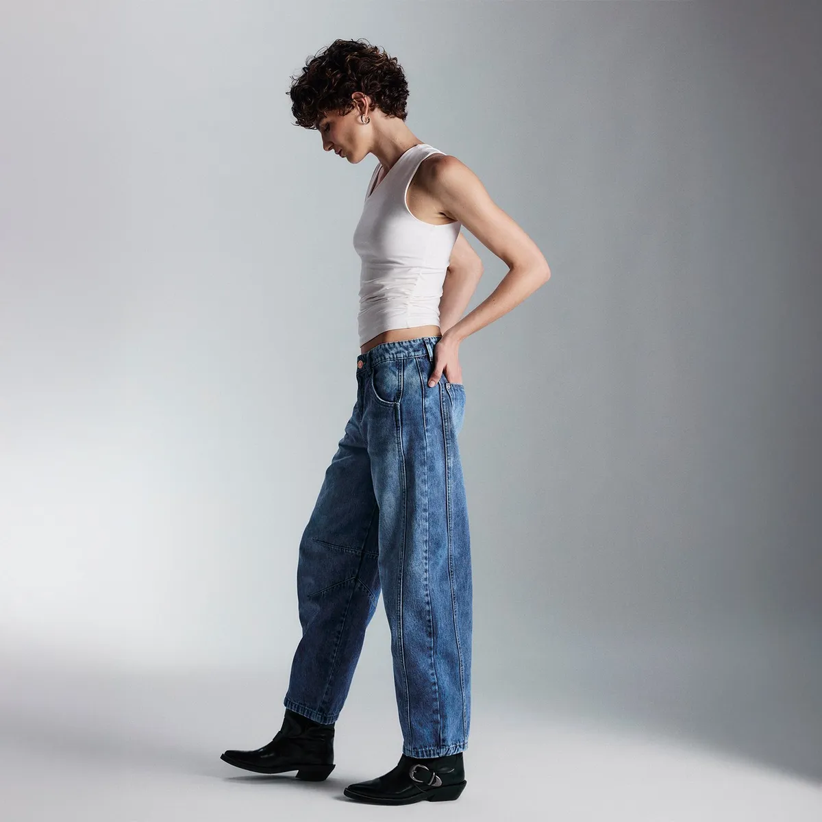 AMERICANINO - Jeans Americanino Baggy Tiro Alto Mujer 100% Algodón