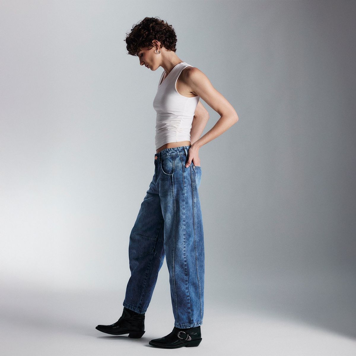 AMERICANINO - Jeans Americanino Baggy Tiro Alto Mujer 100% Algodón