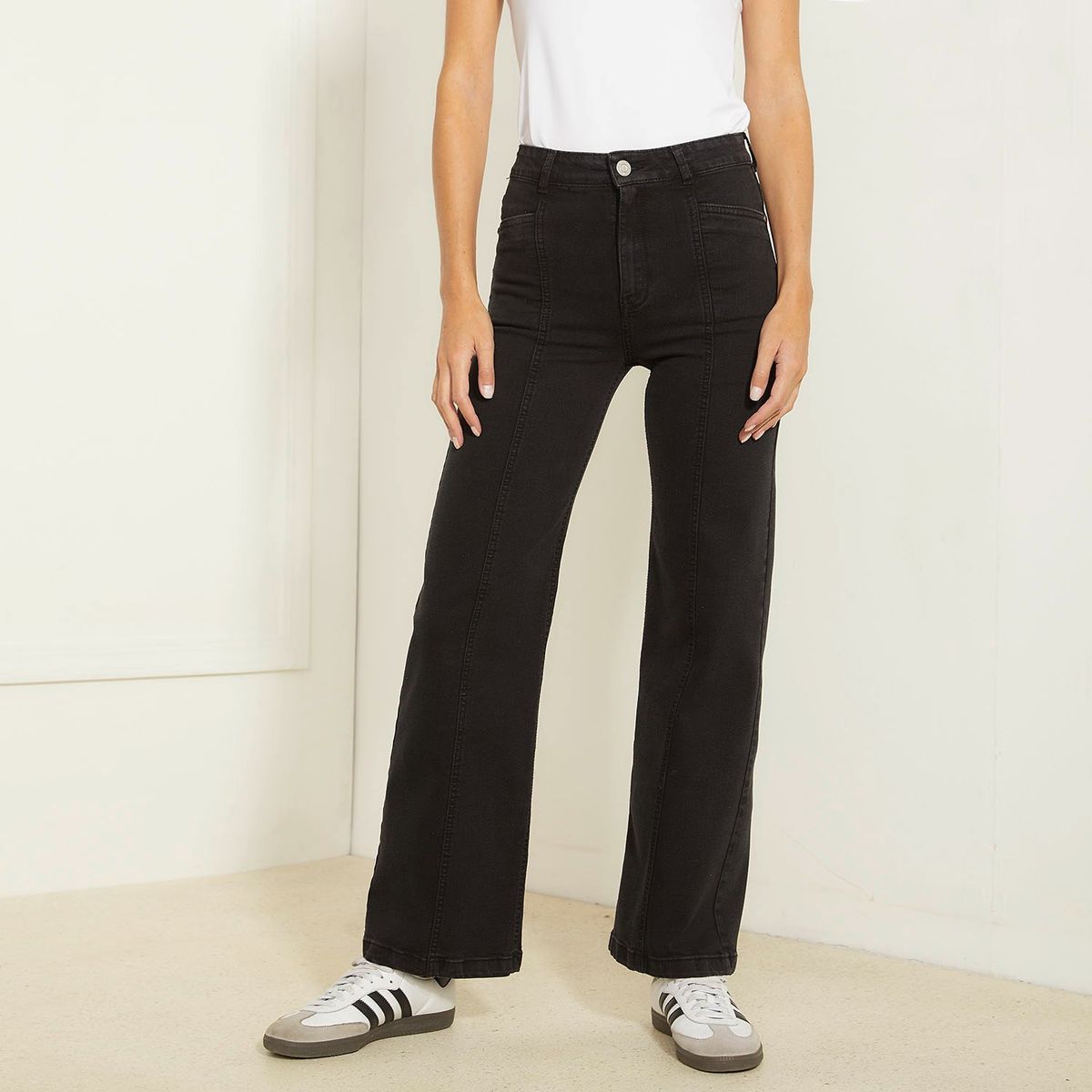 BASEMENT - Jeans Wide Leg Tiro Alto Mujer Basement