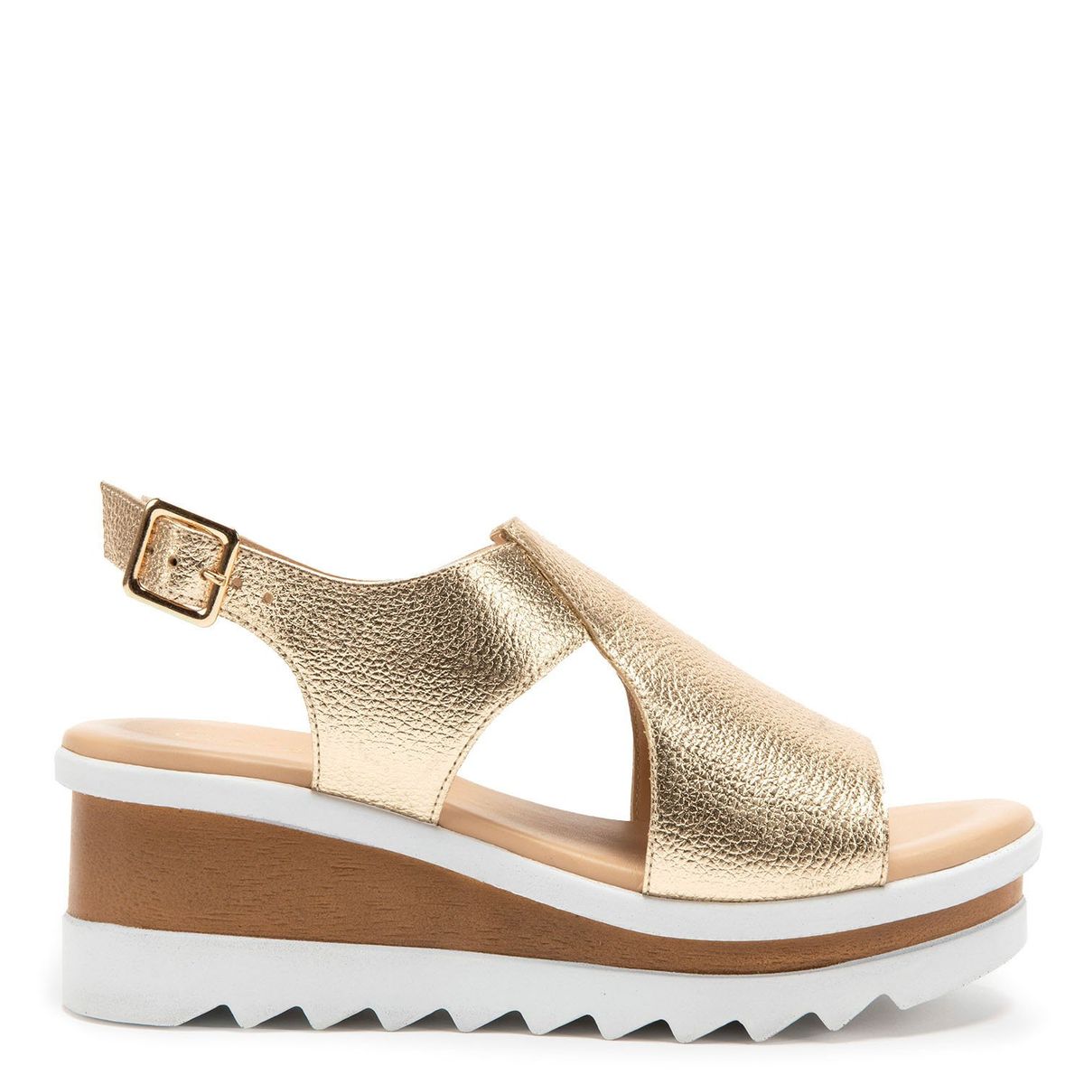 GACEL - Sandalia Mujer Cuero Dorado Gacel