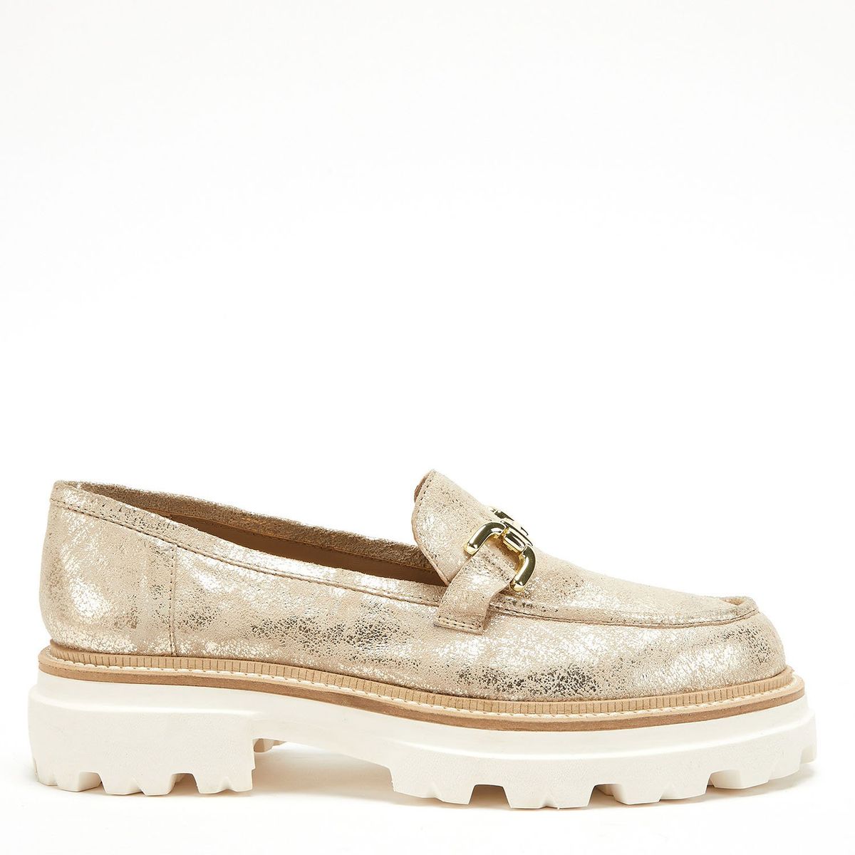 GACEL - Mocasín Mujer Cuero Dorado Gacel