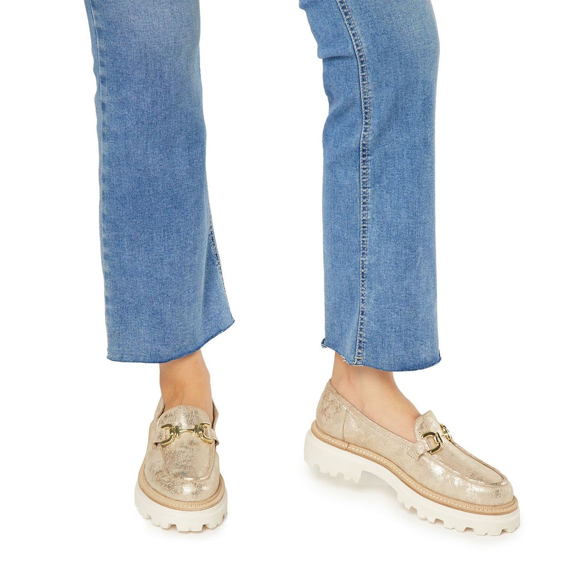 GACEL - Mocasín Mujer Cuero Dorado Gacel