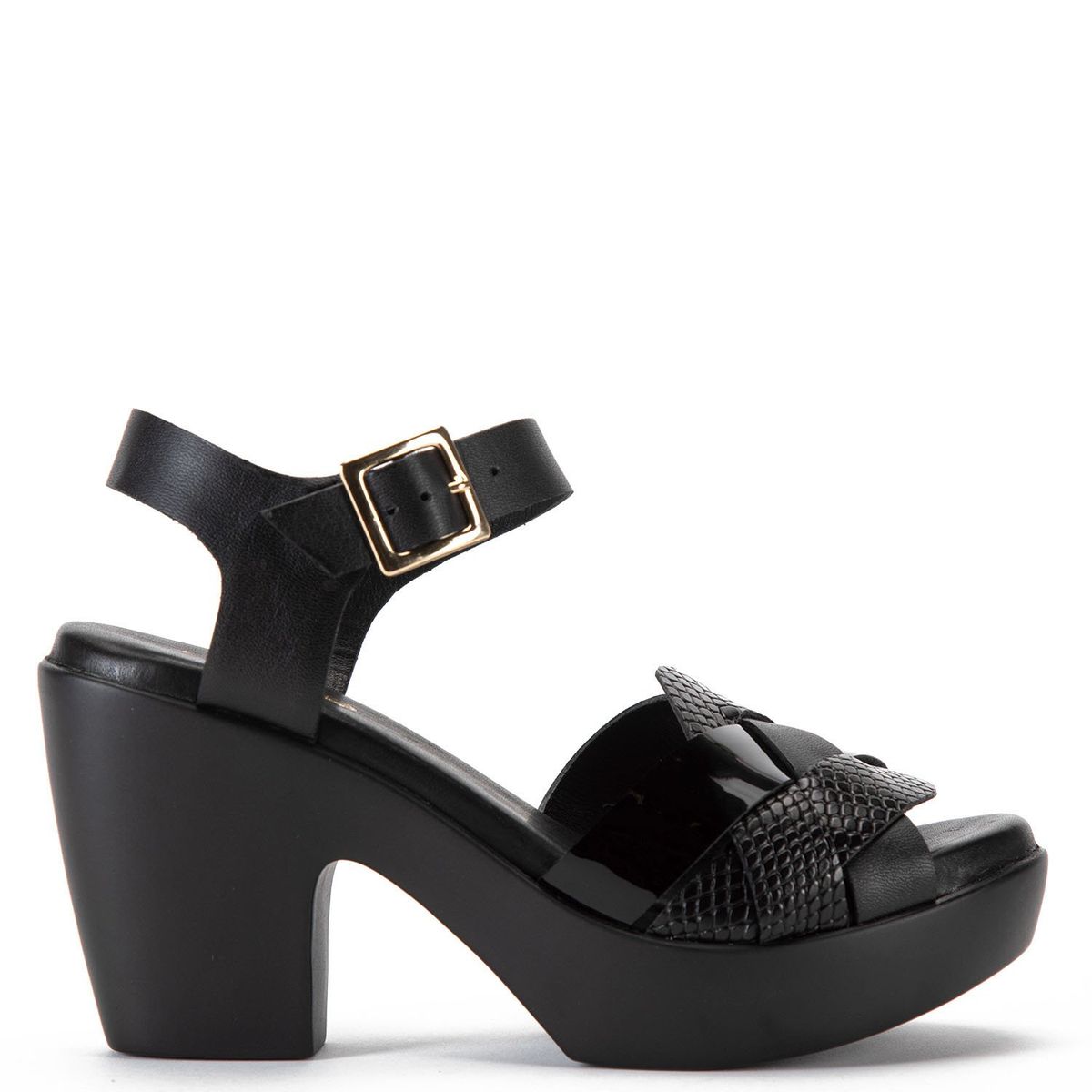 GACEL - Sandalia Mujer Cuero Negro Gacel