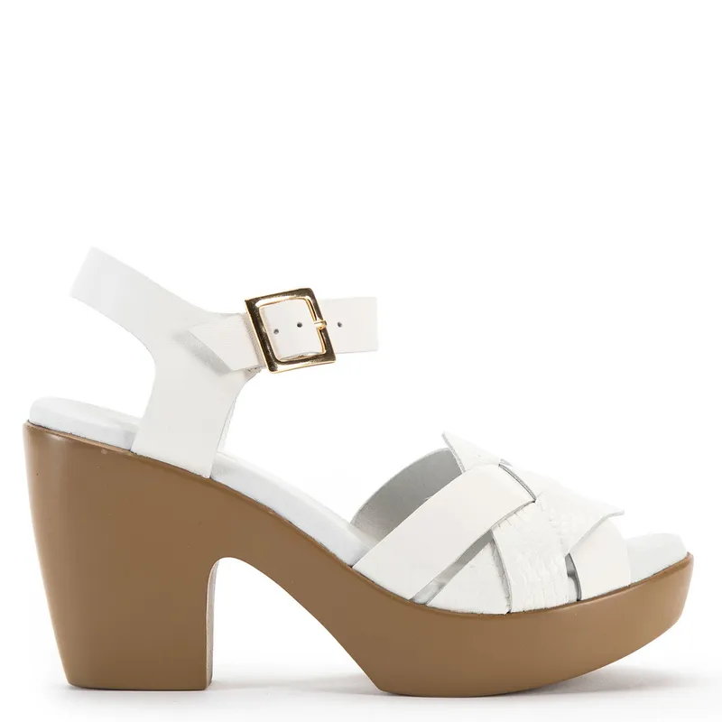 GACEL Sandalia Mujer Cuero Blanco Gacel