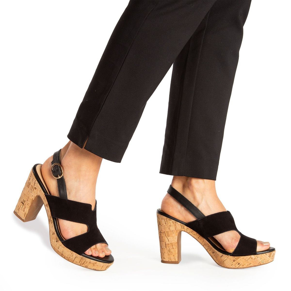 GACEL - Sandalia Mujer Cuero Negro Gacel