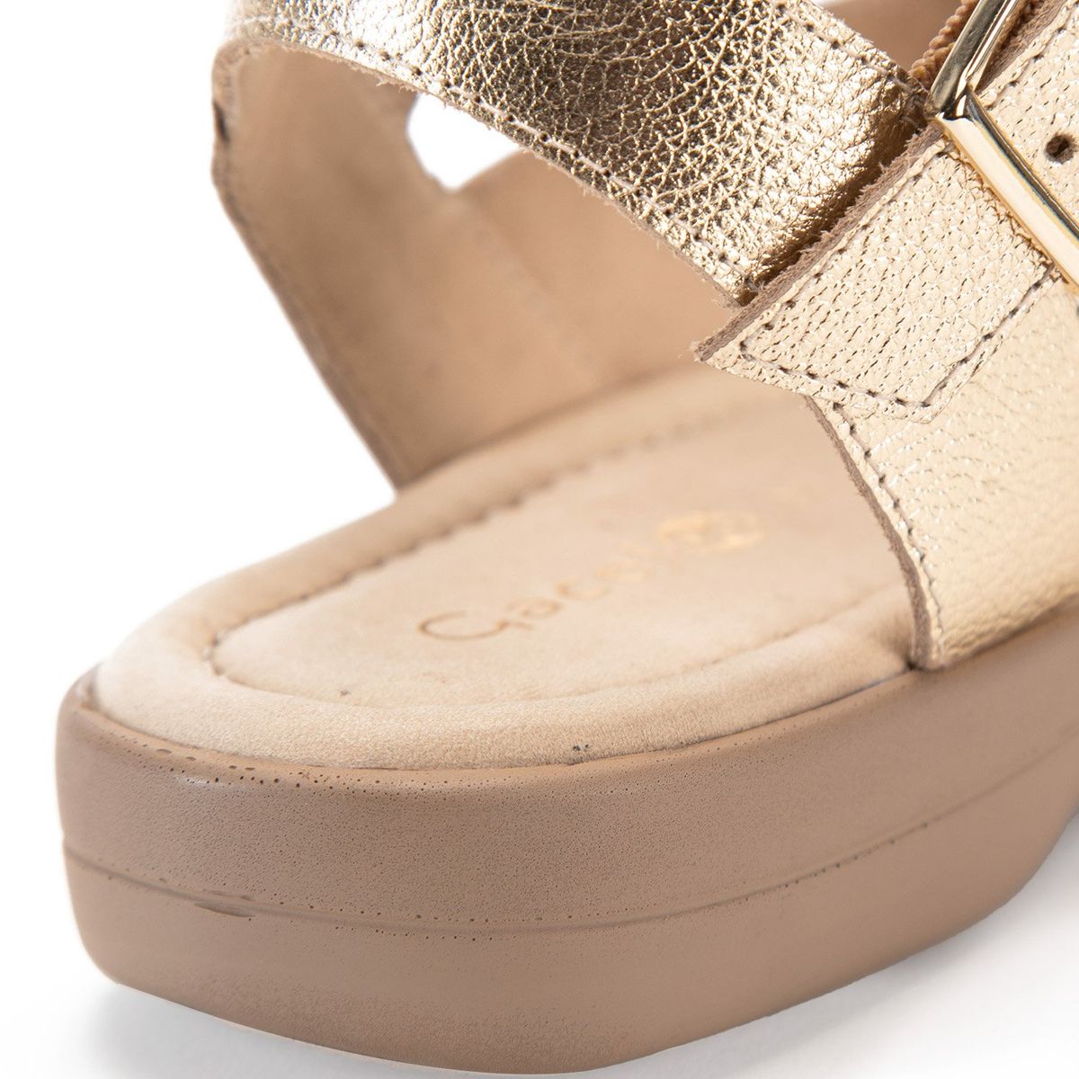 GACEL - Sandalia Mujer Cuero Dorado Gacel