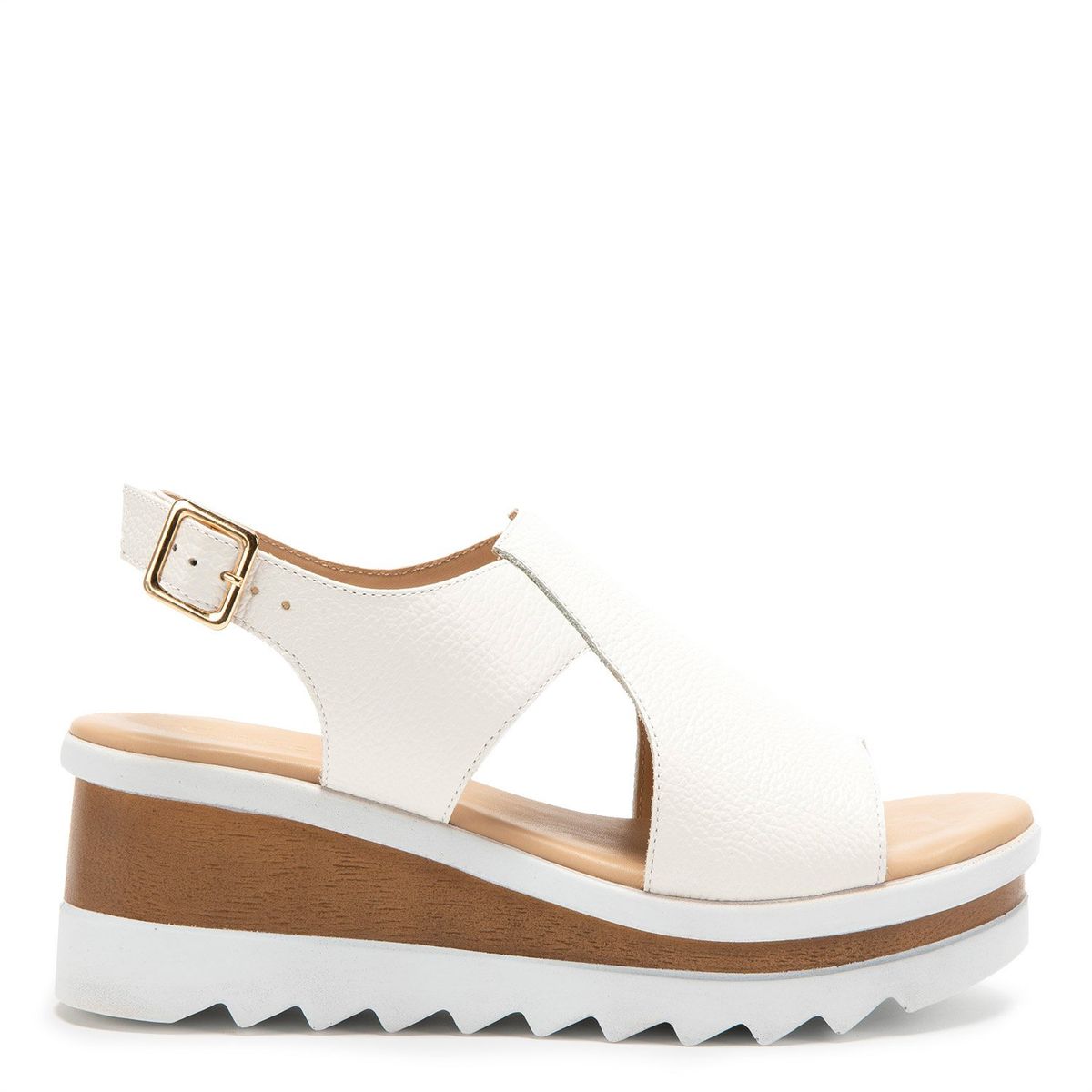 GACEL - Sandalia Mujer Cuero Blanco Gacel