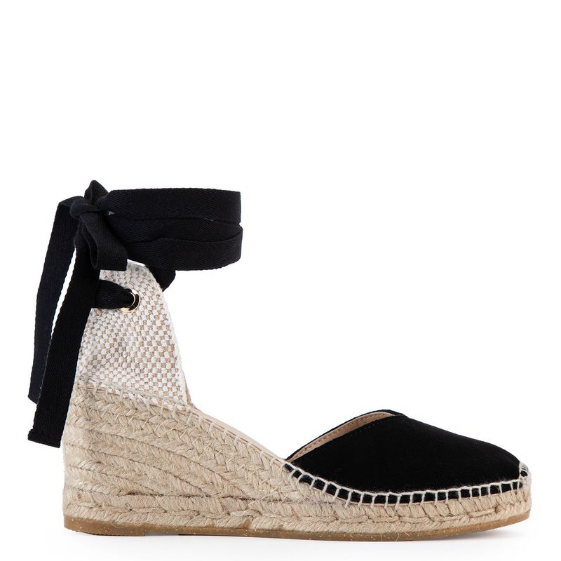 GACEL - Alpargata Mujer Cuero Negro Gacel