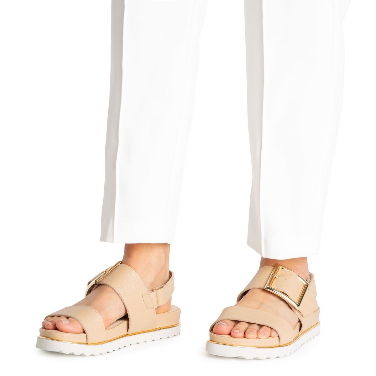 GACEL - Sandalia Mujer Cuero Beige Gacel