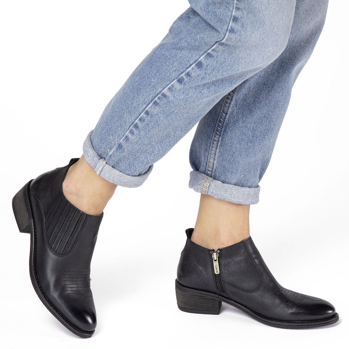 GACEL - Botín Mujer Cuero Negro Gacel