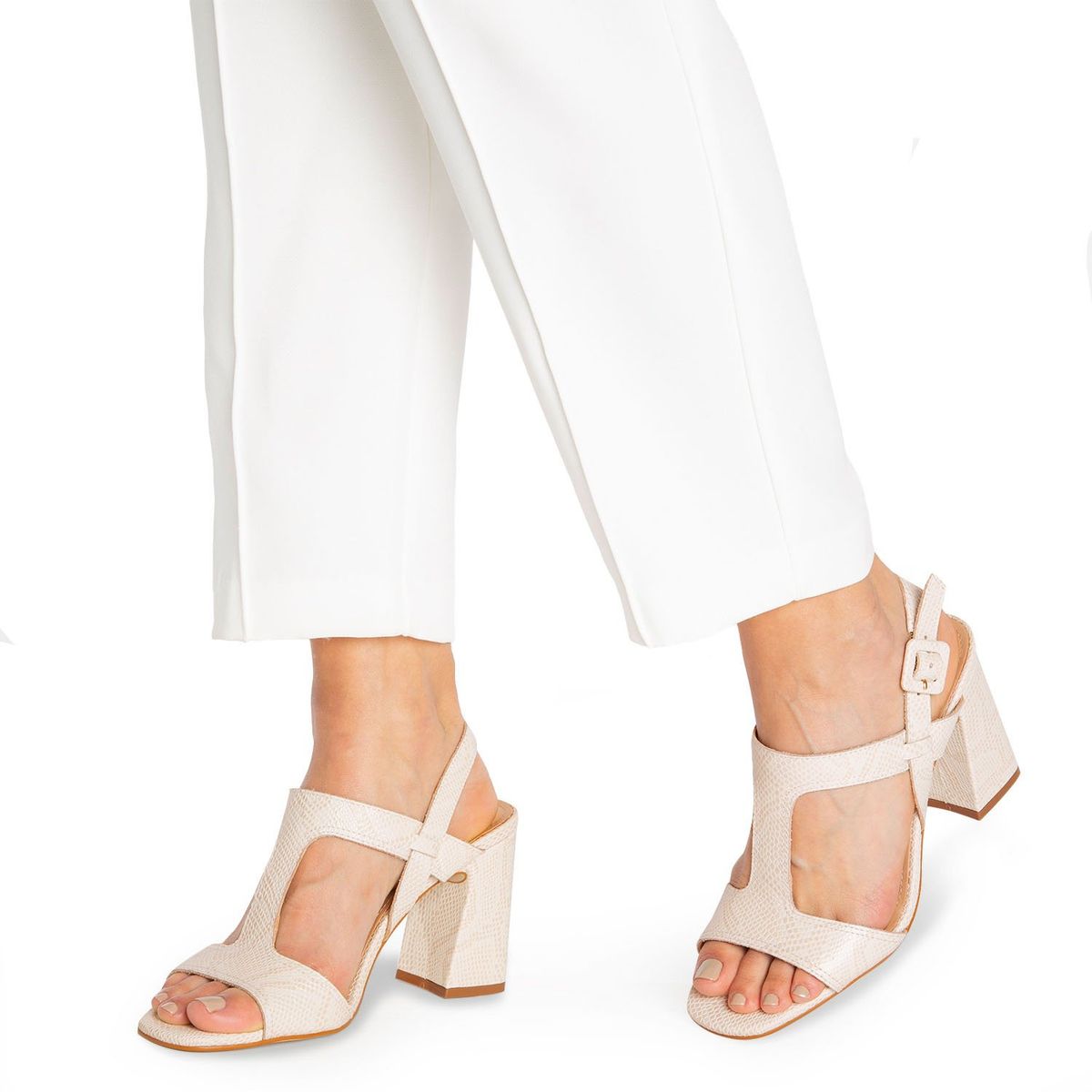 GACEL - Sandalia Mujer Cuero Blanco Gacel