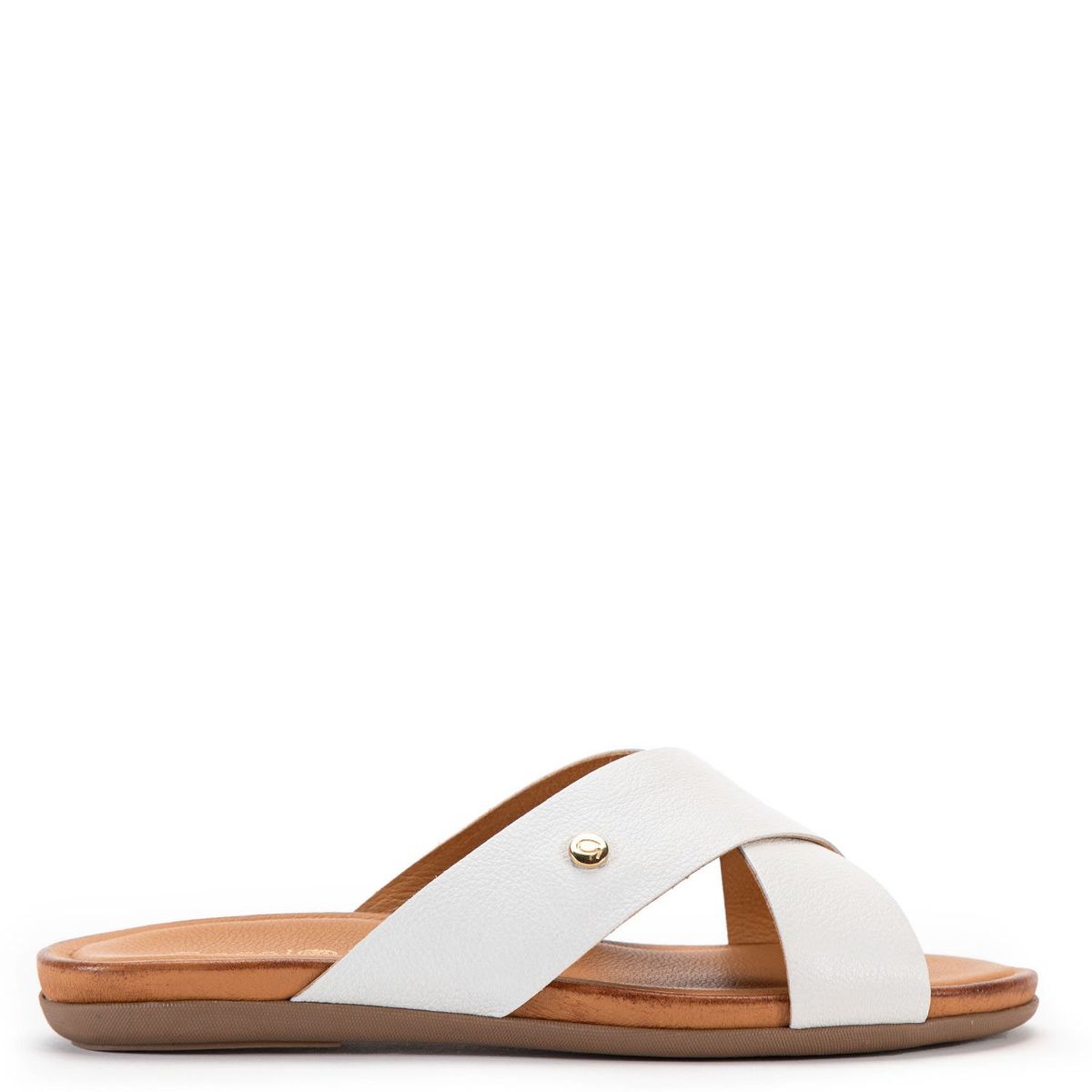 GACEL - Sandalia Cuero Blanco Tiras Cruzadas Mujer Gacel