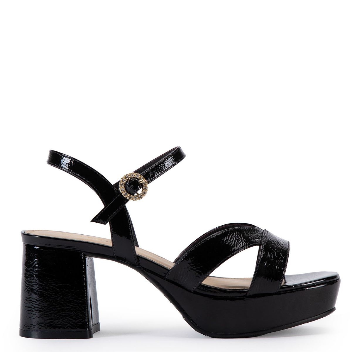 GACEL - Sandalia Mujer Cuero Negro Gacel