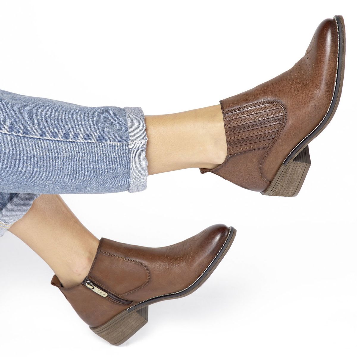 GACEL - Botín Mujer Cuero Café Gacel