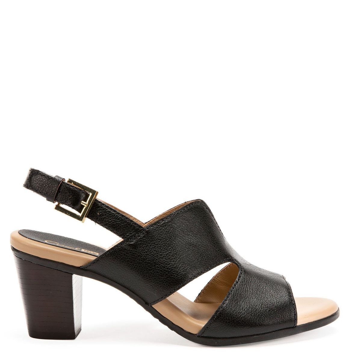 GACEL - Sandalia Mujer Cuero Negro Gacel