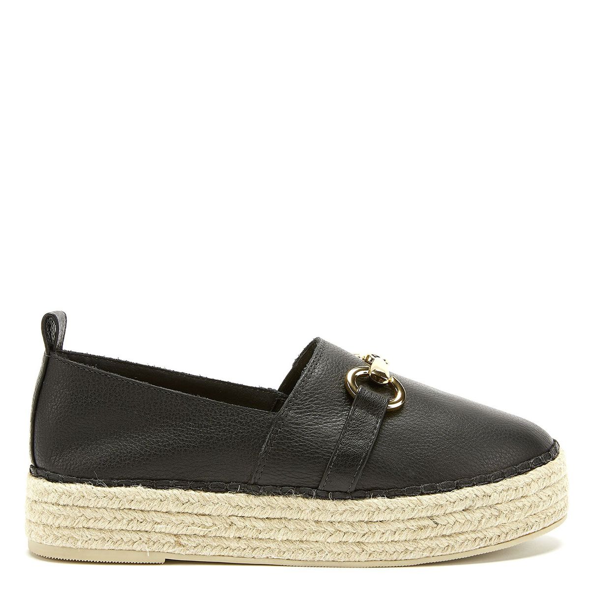 GACEL - Alpargata Mujer Cuero Negro Gacel