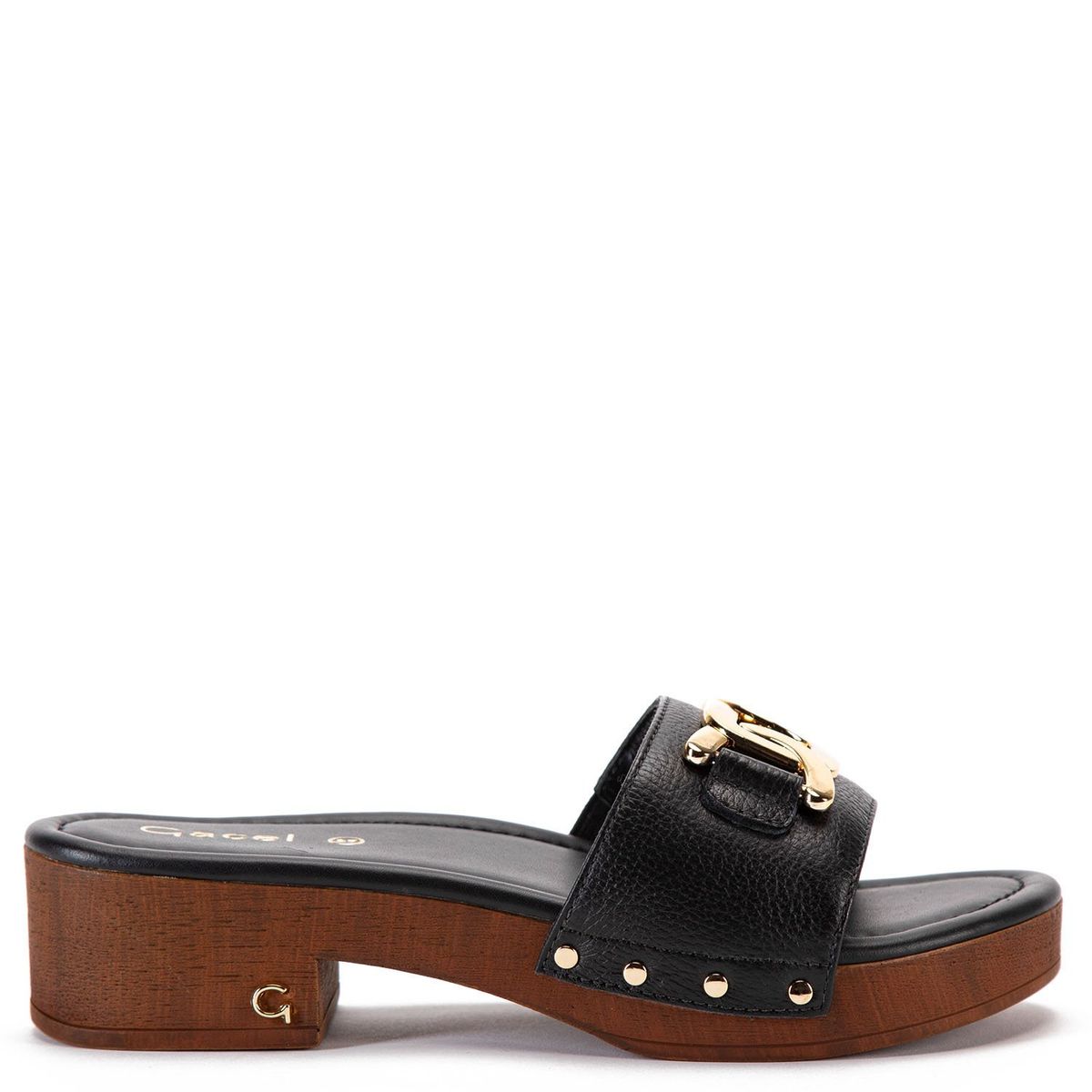 GACEL - Sandalia Mujer Cuero Negro Gacel