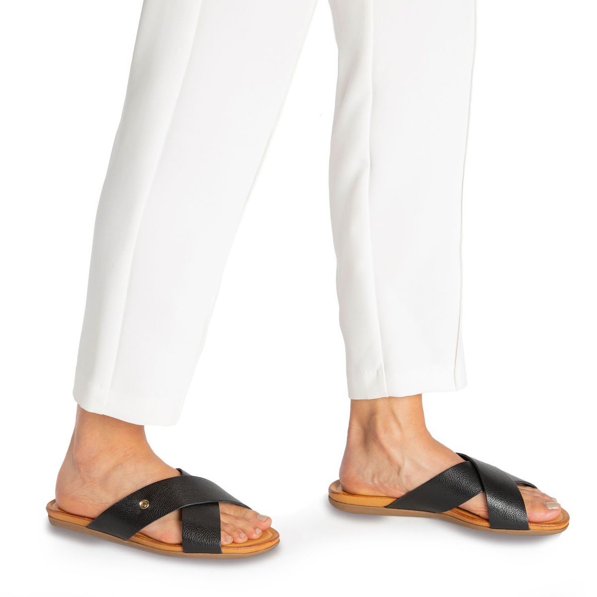 GACEL - Sandalia Mujer Cuero Negro Gacel