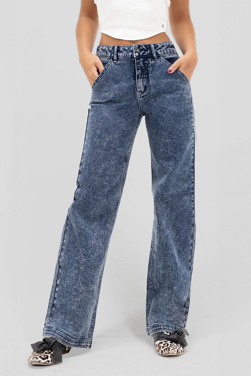 RAINDOOR - Jeans Recto Tiro Alto Mujer Raindoor
