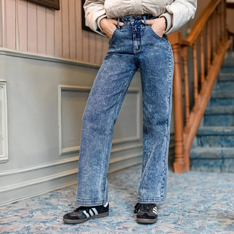 Pantalones Rectos Jeans Sueltos Tiro Alto Pantalones Vaqueros