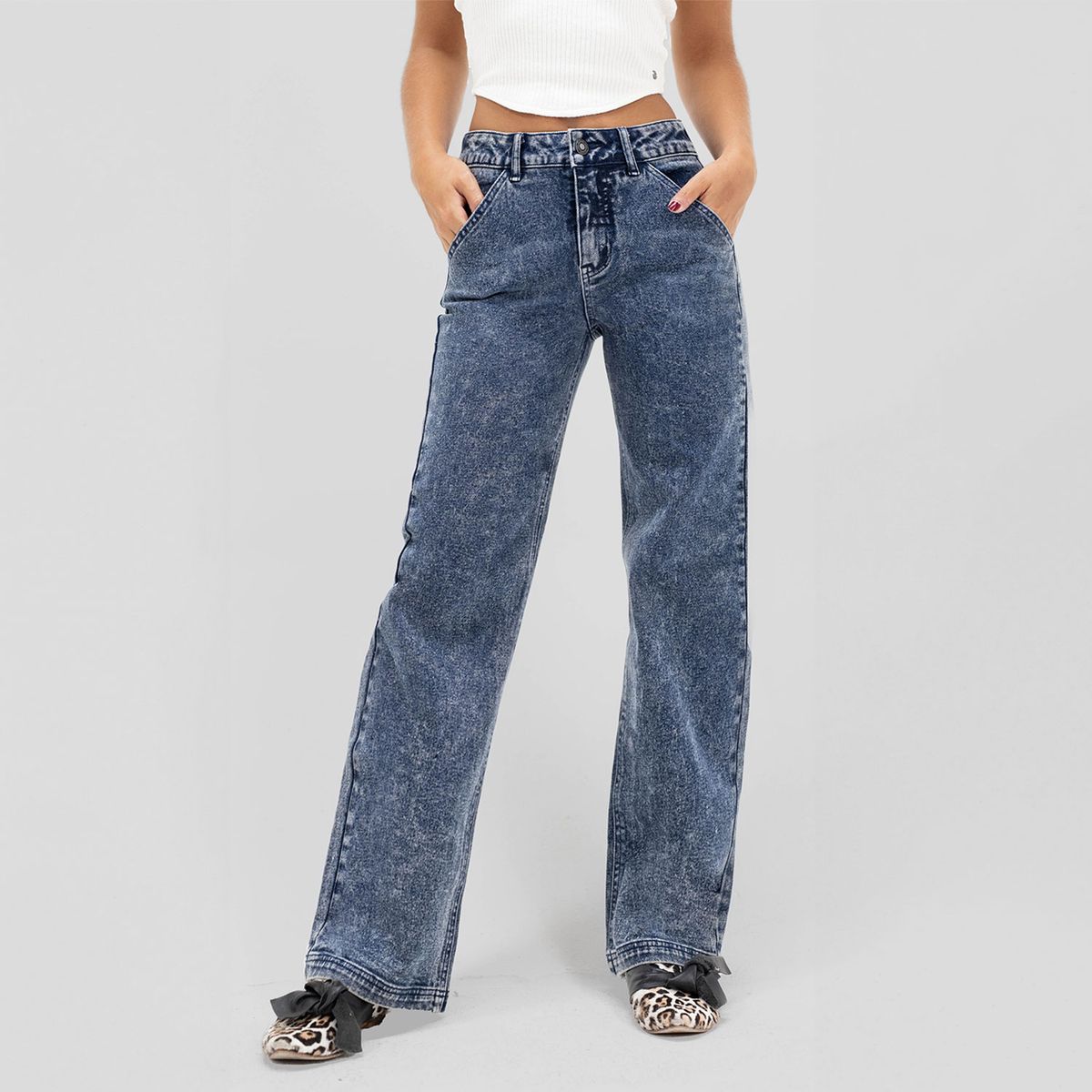 RAINDOOR - Jeans Recto Tiro Alto Mujer Raindoor
